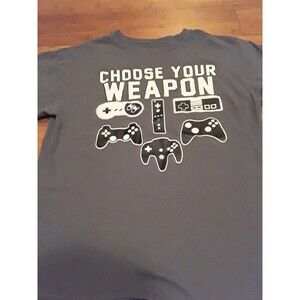 Graphic Tshirt  "Choose Your Weapon" Game Controller Gray Size Medium  unisex